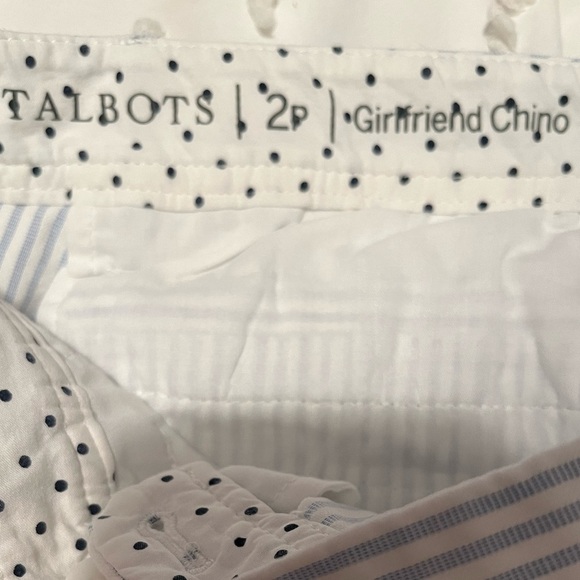Talbots Girlfriend Chino Size 2 Petite Blue & White Nautical Pant - Picture 10 of 11